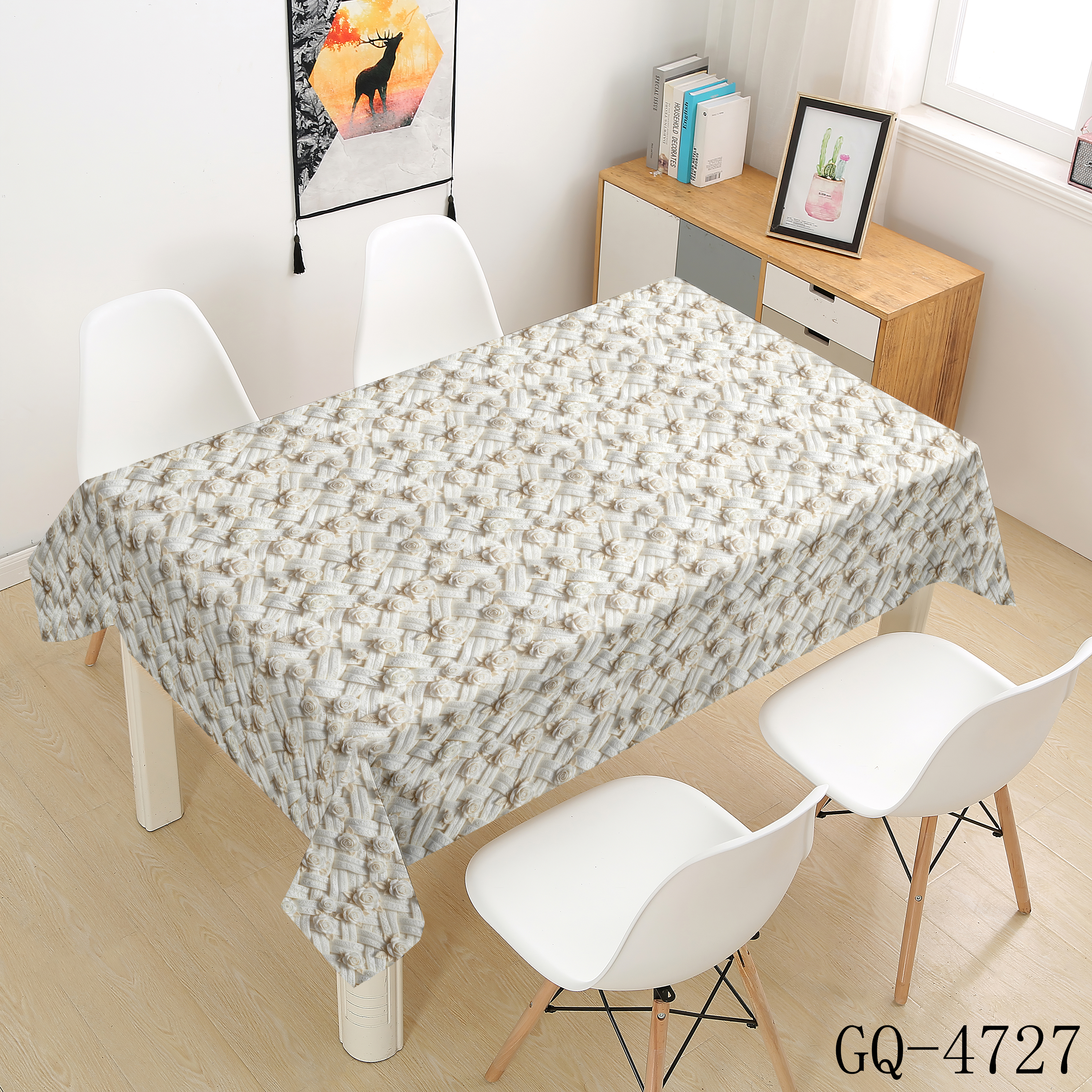 Printed PVC Tablecloth - Gray Fine Dot Pattern