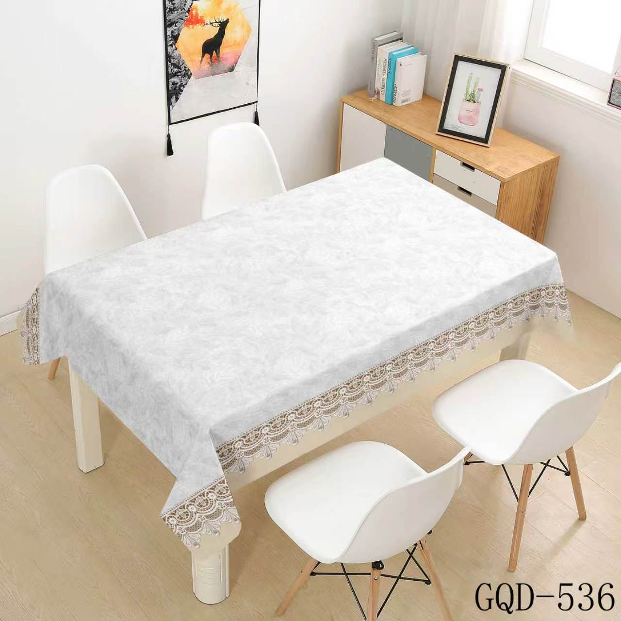 white-gray misty pattern with golden-brown trim