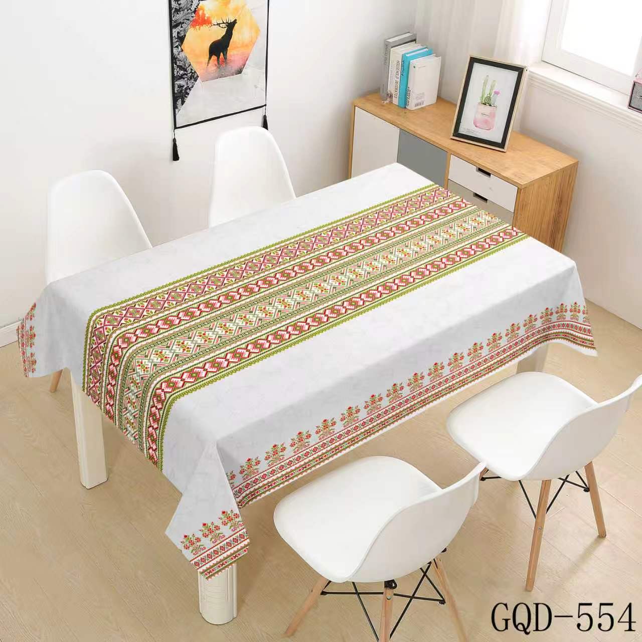 white with red-brown geometric bands