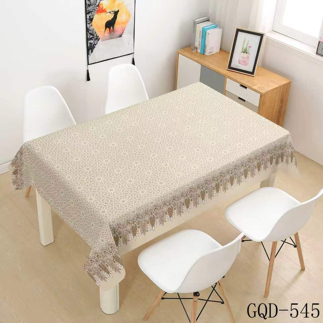 pale beige fine pattern with fringe