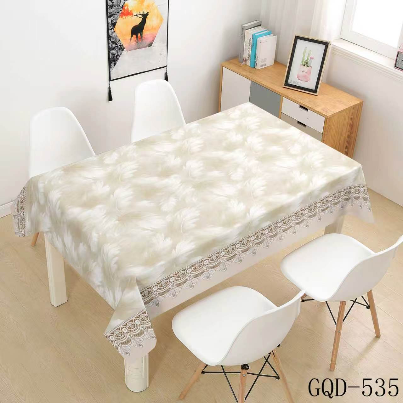 ivory soft texture with leafy trim